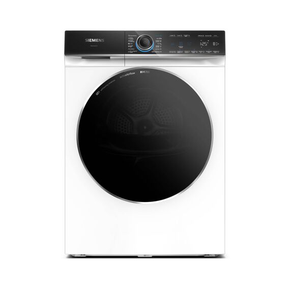 Siemens WR47B2C40 iQ700 Wärmepumpen-Trockner, 9 kg, Selbstreinigender Kondensator, AutoDry, Kurzprogramm 40', Nachlegefunktion, Reversierende Trommel, halbe Beladung, LED-Display, Touch Control