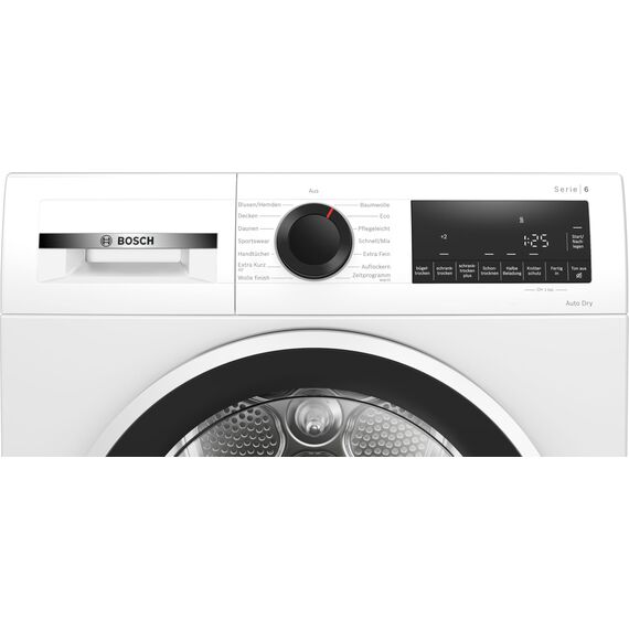 Bosch WQG241001, Serie 6, Wärmepumpentrockner, 9 kg, AutoDry, Quick-40-Trocknen, Nachlegefunktion, Sensitive-Drying-System, Halbe Beladung, Anti Vibration Design, 63 dB, Touch-Control, Zeitvorwahl