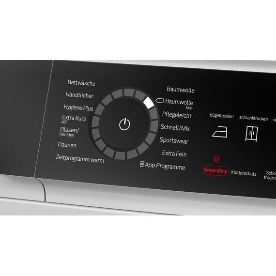 Bosch WQB235B40 Wäschetrockner Serie 8, Wärmepumpentrockner mit 8kg Fassungsvermögen, AutoDry, SmartDry, Home Connect, AntiVibration Design, Sensitive Drying System, Weiß, 60cm