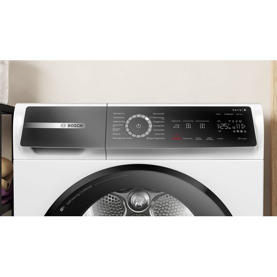 Bosch WQB235B40 Wäschetrockner Serie 8, Wärmepumpentrockner mit 8kg Fassungsvermögen, AutoDry, SmartDry, Home Connect, AntiVibration Design, Sensitive Drying System, Weiß, 60cm