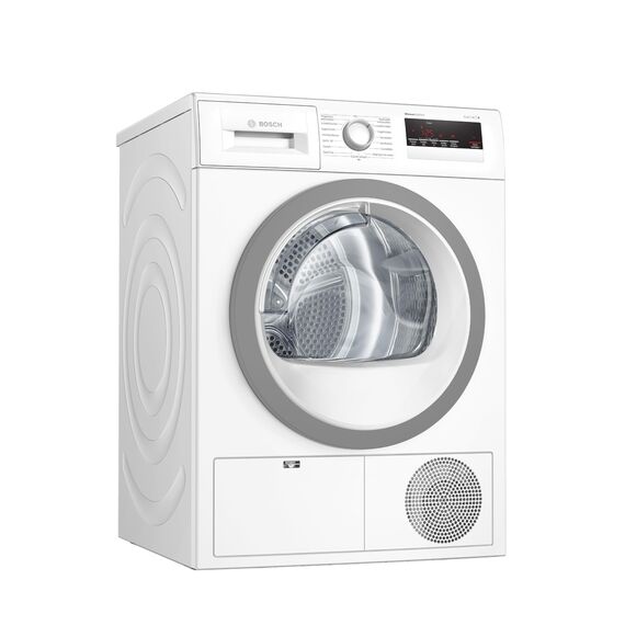 Bosch WTH85VWIN Serie 4 Wärmepumpentrockner für 8 kg Wäsche, 236 kWh pro Jahr, Auto Dry, Anti Vibration-Design, Sensitive Drying-System, Umweltfreundliches Kühlmittel, Weiß