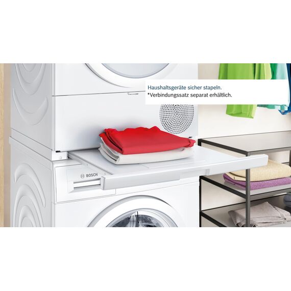 Bosch WRB247C40 Serie 8 Wärmepumpentrockner, 9 kg, selbstreinigender Kondensator, Air Max Dry, AutoDry, Reversierfunktion, Home Connect, Speed Perfect Plus, weiß/chrom