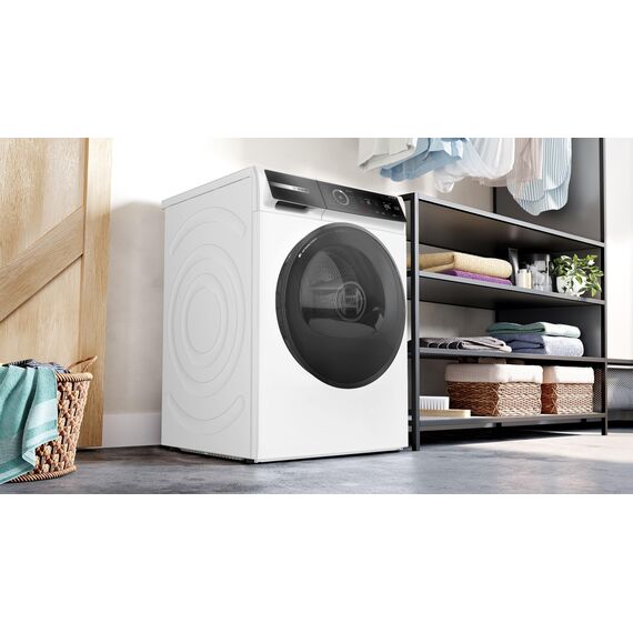 Bosch WRB247C40 Serie 8 Wärmepumpentrockner, 9 kg, selbstreinigender Kondensator, Air Max Dry, AutoDry, Reversierfunktion, Home Connect, Speed Perfect Plus, weiß/chrom