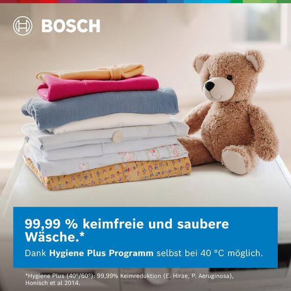 Bosch Waschmaschine 8 kg Serie 4, 1400 UpM, Leiser Betrieb, Iron Assist, Speed Perfect, Nachlegefunktion, Hygiene Plus Programm, AquaSecure Plus, Langlebig mit Ersatzteilverfügbarkeit, WAN282K4