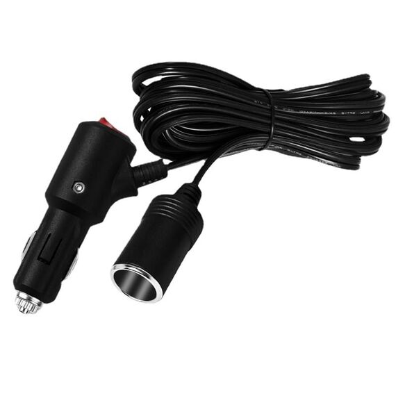 12V Verlängerungskabel 5 m – geschalteter Zigarettenanzünder-Stecker & Buchse mit Sicherung, KFZ 12/24V, Auto-Steckdose für Kühlbox, Camping, 12V Kabel 20AWG