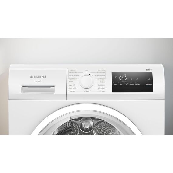 Siemens WT45HVA3 iQ300 Wärmepumpen-Trockner, 8 kg, autoDry-Technologie - schonendes, präzises Trocknen, Outdoor-Trockenprogramm - Trocknen von Funktionskleidung, easyClean-Filter - einfaches reinigen