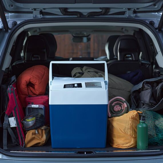 Mobicool ME27 elektrische Kühlbox 26L – 12V und 230V – Tragbare Camping Kühlbox für Auto, Wohnmobil, LKW und Outdoor Reisen – Zuverlässige Kühlung für unterwegs – Blau