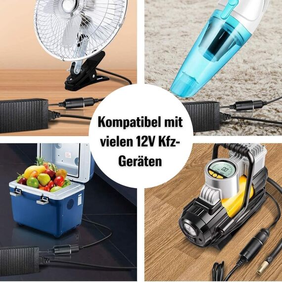Netzgleichrichter Netzadapter Adapter 100V - 240V auf 12V/10A (120W) KFZ Zigarettenanzünder Steckdose Spannungswandler 12V Netzteil über das Stromnetz für Auto-Kühlbox, Luftpumpe, Autostaubsauger