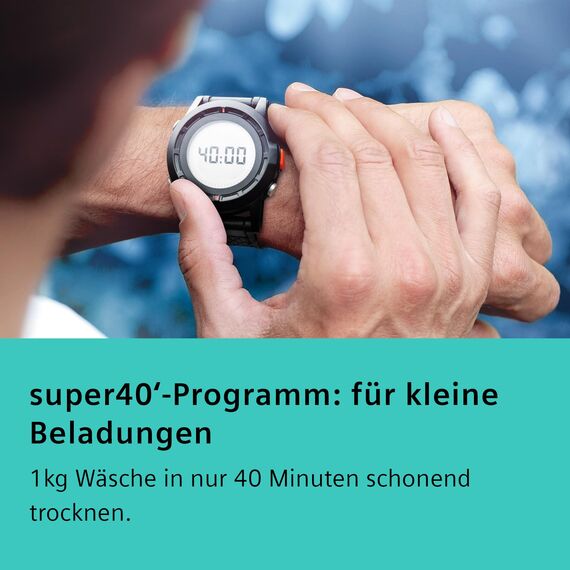 Siemens WT45HV0EM, iQ300, Wärmepumpen-Trockner, 8 kg, autoDry, super40-Programm, 63 dB, Touch LED-Display, softDry, Outdoor-Programm, easyClean-Filter, Kindersicherung, Weiß