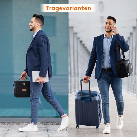 Lifewit Isolierte Kühltasche, Wiederverwendbare Lunchtasche, Tragbare Kühlbox auslaufsicher, Tragetasche mit verstellbarem Schulterriemen für Erwachsene für Arbeit/Picknick, Schwarz, 9L 12 Dosen