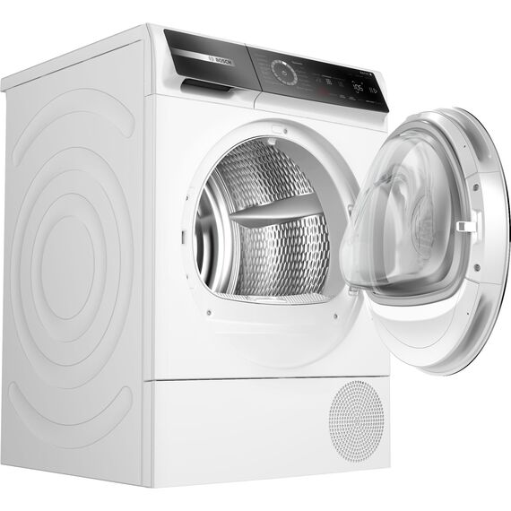 Bosch WQB246D41 Serie 8, Wärmepumpentrockner 9kg, Silent Dry - Extrem leise, Schneller getrocknete Wäsche, Auto Dry, Selbstreinigender Kondensator, Trommelinnenbeleuchtung, Home Connect, Weiß