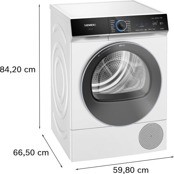 Siemens WQ45B2B40, Stiftung Warentest GUT (2,5)*, iQ700 Smarter Wärmepumpen-Trockner 9kg, autoDry optimale Trocknung, selbstreinigender Kondensator, Touch LED-Display, intelligentDry, Outdoor-Programm