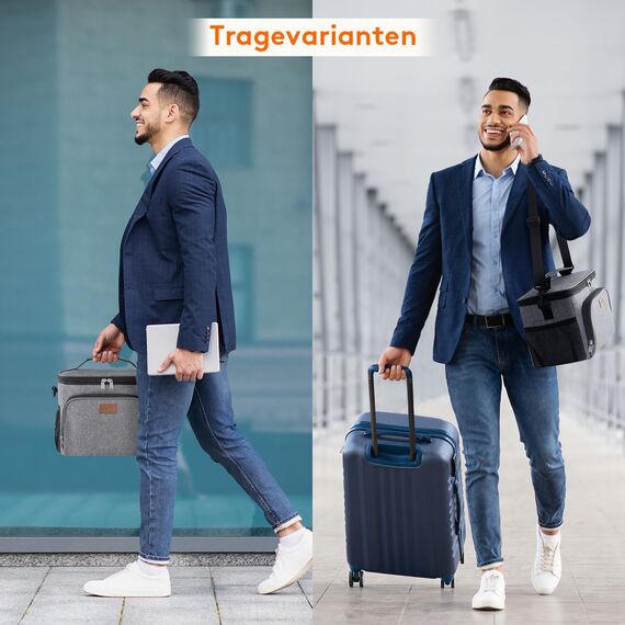 Lifewit Isolierte Kühltasche, Wiederverwendbare Lunchtasche, Tragbare Kühlbox auslaufsicher, Tragetasche mit verstellbarem Schulterriemen für Erwachsene für Arbeit/Picknick, Grau, 15L 24 Dosen