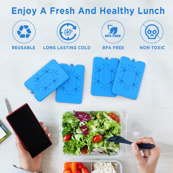 OUTXE 4 Kühlakku für Lunch, kühltasche und kühlbox klein - Kühlakkus für Kühltasche- Extra Dünn & Lange Kühlleistung für unterwegs