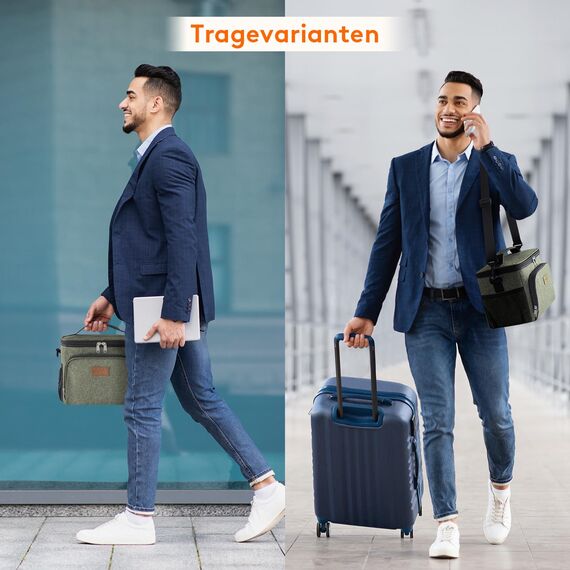 Lifewit Isolierte Kühltasche, Wiederverwendbare Lunchtasche, Tragbare Kühlbox auslaufsicher, Tragetasche mit verstellbarem Schulterriemen für Erwachsene für Arbeit/Picknick, Dunkelgrün, 9L 12 Dosen