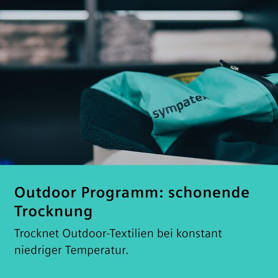 Siemens WQ45B2B40, Stiftung Warentest GUT (2,5)*, iQ700 Smarter Wärmepumpen-Trockner 9kg, autoDry optimale Trocknung, selbstreinigender Kondensator, Touch LED-Display, intelligentDry, Outdoor-Programm