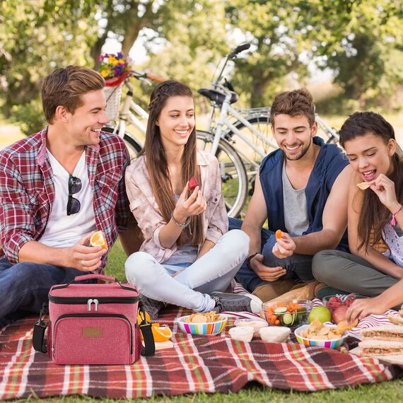 Lifewit Isolierte Kühltasche, Wiederverwendbare Lunchtasche, Tragbare Kühlbox auslaufsicher, Tragetasche mit verstellbarem Schulterriemen für Erwachsene für Arbeit/Picknick, Pink, 9L 12 Dosen
