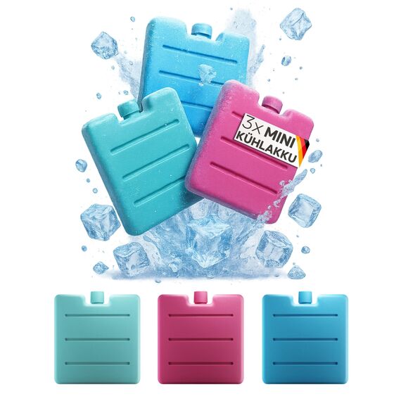 ToCi 6 x Mini Kühlakku – Kleine Kühlpads für Brotdose, Lunchbox, Kühltasche & Kühlbox - Wiederverwendbare Kühlelemente lebensmittelecht & BPA-frei - XS Eisakkus bunt 7,5 x 7,5 cm