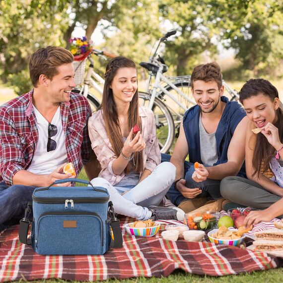 Lifewit Isolierte Kühltasche, Wiederverwendbare Lunchtasche, Tragbare Kühlbox auslaufsicher, Tragetasche mit verstellbarem Schulterriemen für Erwachsene für Arbeit/Picknick, Dunkelblau, 15L 24 Dosen