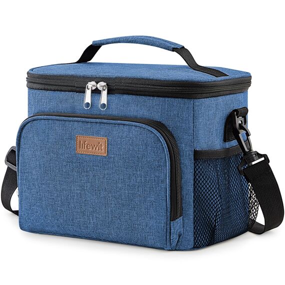 Lifewit Isolierte Kühltasche, Wiederverwendbare Lunchtasche, Tragbare Kühlbox auslaufsicher, Tragetasche mit verstellbarem Schulterriemen für Erwachsene für Arbeit/Picknick, Dunkelblau, 15L 24 Dosen