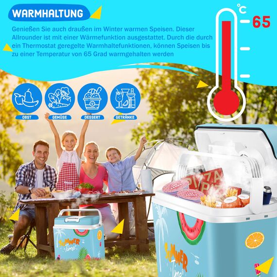 KESSER® 24 Liter Kühlbox | KÜHLT und WÄRMT | Thermo-Elektrische Kühlbox inklusive 2X Kühlakku 12 Volt und 230 Volt | Mini-Kühlschrank | für Auto und Camping | EEK E | Bunt