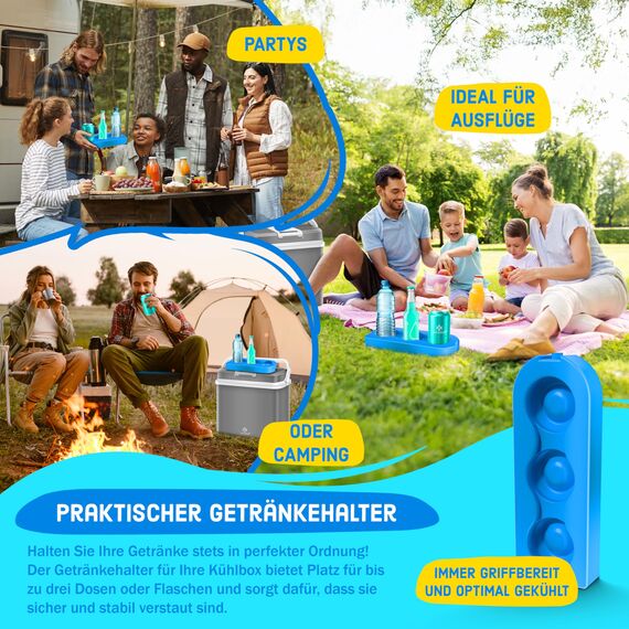 KESSER® 24 Liter Kühlbox | KÜHLT und WÄRMT | Thermo-Elektrische Kühlbox | inklusive 2X Kühlakku & Getränkehalter | 12 Volt und 230 Volt | Mini-Kühlschrank | für Auto und Camping | EEK E | Grau