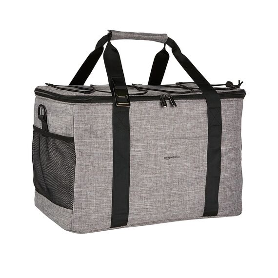 Amazon Basics Reusable Insulated Soft Cooler Bag, 50 Can Capacity, Gray