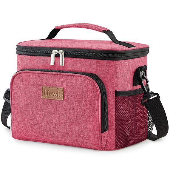 Lifewit Isolierte Kühltasche, Wiederverwendbare Lunchtasche, Tragbare Kühlbox auslaufsicher, Tragetasche mit verstellbarem Schulterriemen für Erwachsene für Arbeit/Picknick, Pink, 9L 12 Dosen