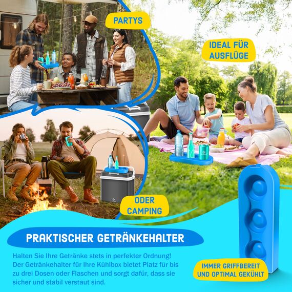 KESSER® 24 Liter Kühlbox | KÜHLT und WÄRMT | Thermo-Elektrische Kühlbox | inklusive 2X Kühlakku & Getränkehalter | 12 Volt und 230 Volt | Mini-Kühlschrank | für Auto und Camping | EEK E | Anthrazit