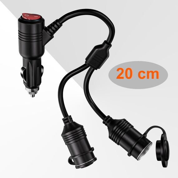 RGBer® Zigarettenanzünder Verteiler, Adapter Zigarettenanzünder Steckdose，Auto 12V Zigarettenanzünder Stecker mit Schalter| Für Auto Sitzheizung und Auto Kühlbox geeignet.