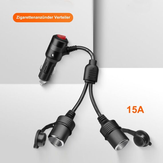 RGBer® Zigarettenanzünder Verteiler, Adapter Zigarettenanzünder Steckdose，Auto 12V Zigarettenanzünder Stecker mit Schalter| Für Auto Sitzheizung und Auto Kühlbox geeignet.