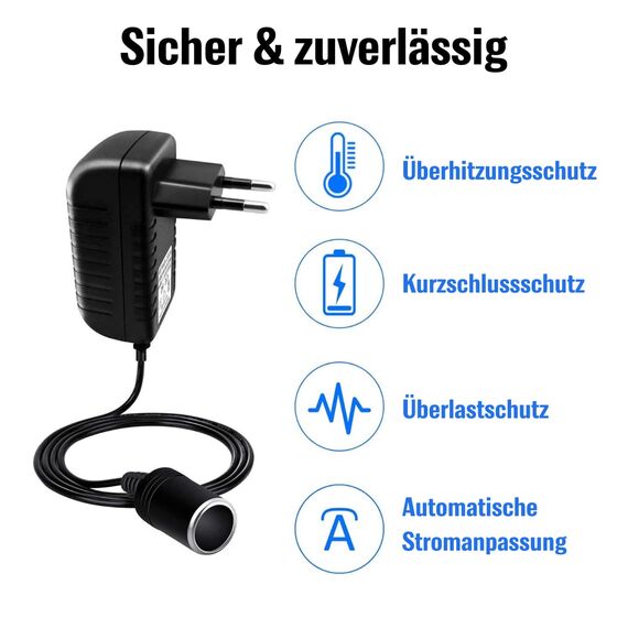 Netzgleichrichter Netzadapter Adapter 100V - 240V auf 12V/3A (36W) KFZ Zigarettenanzünder Steckdose Spannungswandler 12V Netzteil über das Stromnetz für Auto-Kühlbox, Luftpumpe, Autostaubsauger