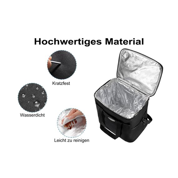 Glanxy Kühltasche Klappbare 16L, Kühlbox Tragbare Eistasche Faltbar, Thermotasche, Picknicktasche, Lunchtasche, Warmhaltetasche, Tiefkühltasche Isoliertasche Thermo Isolier Tasche für Büro Arbeit