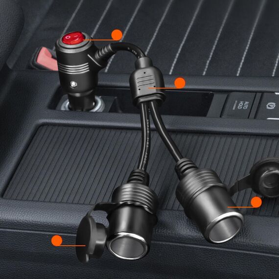 RGBer® Zigarettenanzünder Verteiler, Adapter Zigarettenanzünder Steckdose，Auto 12V Zigarettenanzünder Stecker mit Schalter| Für Auto Sitzheizung und Auto Kühlbox geeignet.