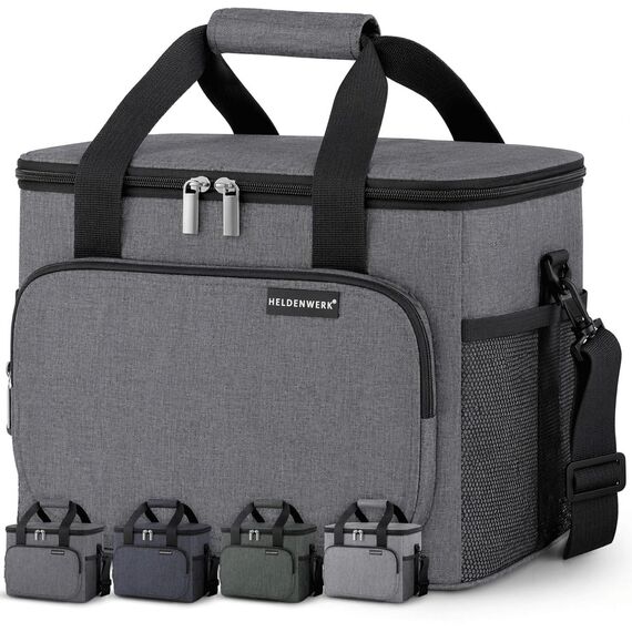 HELDENWERK® Kühltasche groß faltbar – 12h Kühlleistung – Thermotasche auslaufsicher & wasserdicht – Kühlbox, Picknicktasche, Lunchtasche, Isoliertasche mit 6 Fächern & verstärktem Boden