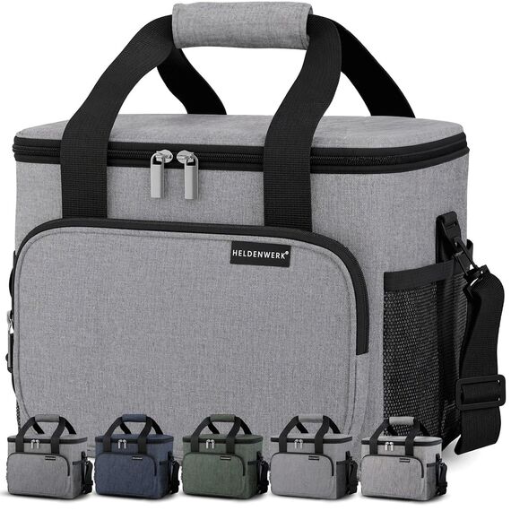 HELDENWERK® Kühltasche groß faltbar – 12h Kühlleistung – Thermotasche auslaufsicher & wasserdicht – Kühlbox, Picknicktasche, Lunchtasche, Isoliertasche mit 6 Fächern & verstärktem Boden