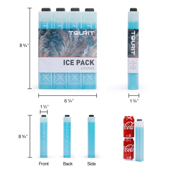 TOURIT Kühlakkus Kühlelemente für Kühltasche Kühlbox Kühlrucksack Wiederverwendbar Geeignet für Reisen,4er Set,Blau