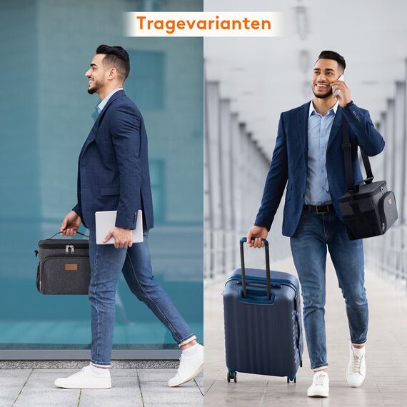 Lifewit Isolierte Kühltasche, Wiederverwendbare Lunchtasche, Tragbare Kühlbox, Tragetasche, auslaufsicher, mit verstellbarem Schulterriemen für Erwachsene für Arbeit/Picknick, Dunkelgrau 15L, 24 Can