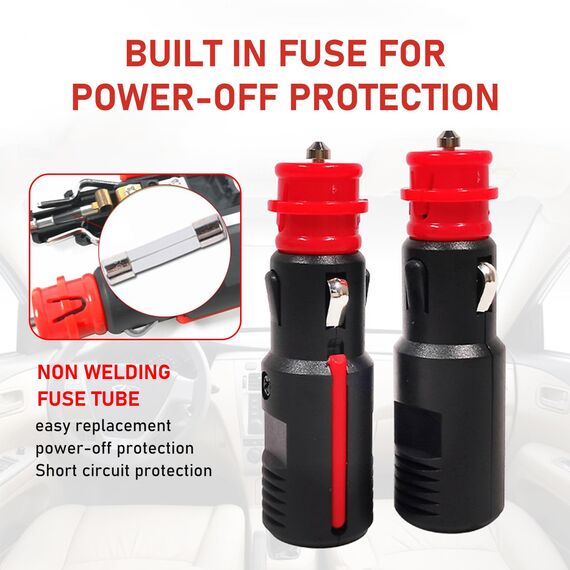 YSOOUA Zigarettenanzünder Stecker Auto 12V Stecker 4 Stk Sicherheits-Universalstecker Normstecker mit 8A 10A Sicherung 12V-24V für Auto LKW PKW Motorrad Kühlbox Navi Auto Handstaubsauger (4 Stk)