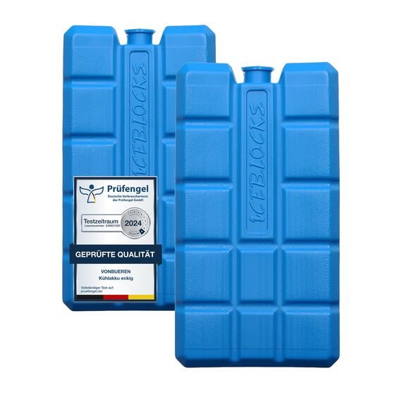 VonBueren 2-24 Kühlakkus für Kühltasche 12h Lange Kühlung | ca. 200 g je Kühlakku | ca. 8,1 x 15,2 x 2,2 cm | auch für Kühlbox (2)
