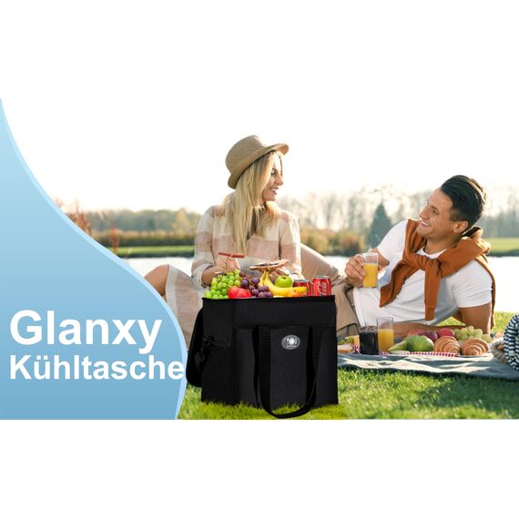 Glanxy Kühltasche Klappbare 16L, Kühlbox Tragbare Eistasche Faltbar, Thermotasche, Picknicktasche, Lunchtasche, Warmhaltetasche, Tiefkühltasche Isoliertasche Thermo Isolier Tasche für Büro Arbeit