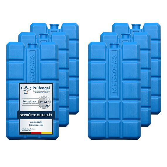 VonBueren 2-24 Kühlakkus für Kühltasche 12h Lange Kühlung | ca. 200 g je Kühlakku | ca. 8,1 x 15,2 x 2,2 cm | auch für Kühlbox (6)