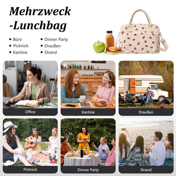AOTM Kühltasche Klein für Frauen Männer, 12L Große Lunchtasche Isoliert Verstellbare Schultergurte, Faltbar Mini kühltasche kühlbox klein für Herren Damen, Isoliertasche für Arbeit Picknick Unterwegs