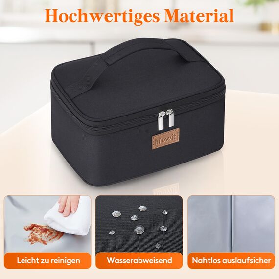 Lifewit Kühltasche Klein Isolierte für Männer Frauen, Faltbar Lunchbox Lunchtasche Isoliertasche Tragbare Kühlbox für Herren Damen für Picknicks Arbeit, Schwarz 6L