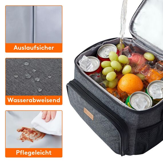 Lifewit Isolierte Kühltasche, Wiederverwendbare Lunchtasche, Tragbare Kühlbox, Tragetasche, auslaufsicher, mit verstellbarem Schulterriemen für Erwachsene für Arbeit/Picknick, Dunkelgrau 15L, 24 Can
