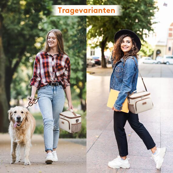 Lifewit Isolierte Kühltasche, Wiederverwendbare Lunchtasche, Tragbare Kühlbox auslaufsicher, Tragetasche mit verstellbarem Schulterriemen für Erwachsene für Arbeit/Picknick, Creme, 9L 12 Dosen