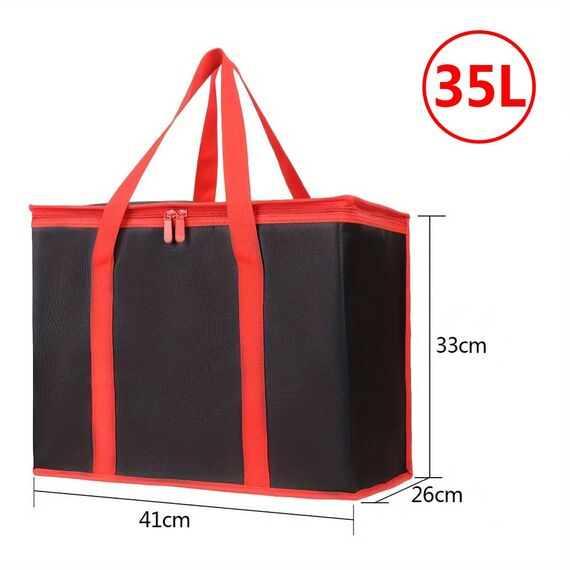 Kühltasche Faltbar Groß-35L Picknicktasche Kühltasche, Kühltasche Gross,kühltasche Auto, Kühltasche Eistasche,Lunch Tasche,Kühlbox für Picknick (Schwarz und Rot)