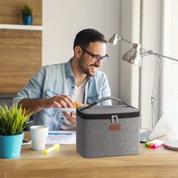 Lifewit Kühltasche Klein Isolierte für Männer Frauen, Faltbar Lunchbox Lunchtasche Isoliertasche Tragbare Kühlbox für Herren Damen für Picknicks Arbeit,Grau 9L