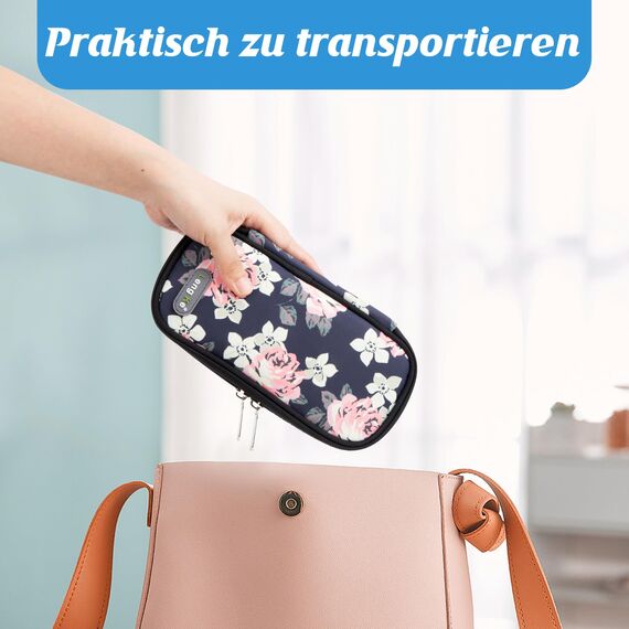 YOUSHARES Insulin Kühltasche mit 2 Kühlakku - TSA Diabetiker Tasche für Diabetikerzubehör, Epipen, Spritzen, Insulin und andere Medikamente Zubehör, Medikamententasche Pen Kühlbox auf Reisen (Blumen)