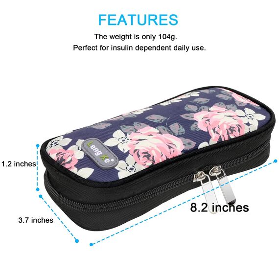 YOUSHARES Insulin Kühltasche mit 2 Kühlakku - TSA Diabetiker Tasche für Diabetikerzubehör, Epipen, Spritzen, Insulin und andere Medikamente Zubehör, Medikamententasche Pen Kühlbox auf Reisen (Blumen)